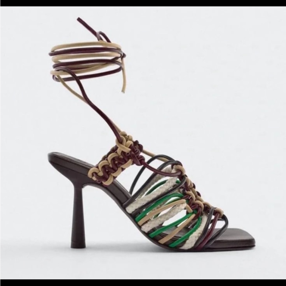 Zara Multicolor Strappy Heeled Sandals